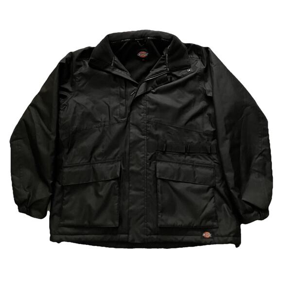 Mens Dickies AWT Utility Jacket Hidden Hood Multiple Pockets XL Black EUC - Picture 1 of 14